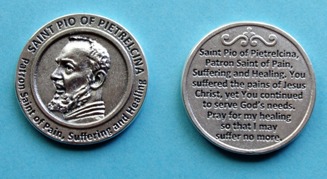 Padre Pio Healing Saint Token - Pain & Suffering
